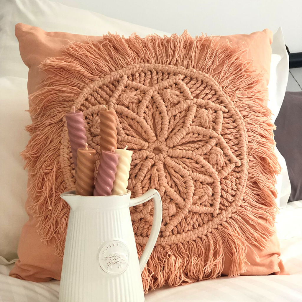 Terracotta Rustic Cushion And Nude Coloured Beige Candles | Home Decor Gifts