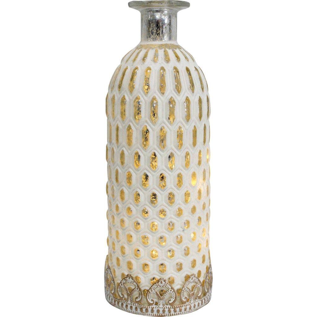 Aztec White Glass Table Lantern | Candle Holders
