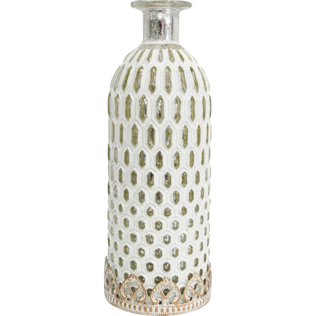 Aztec White Glass Table Lantern | Candle Holders