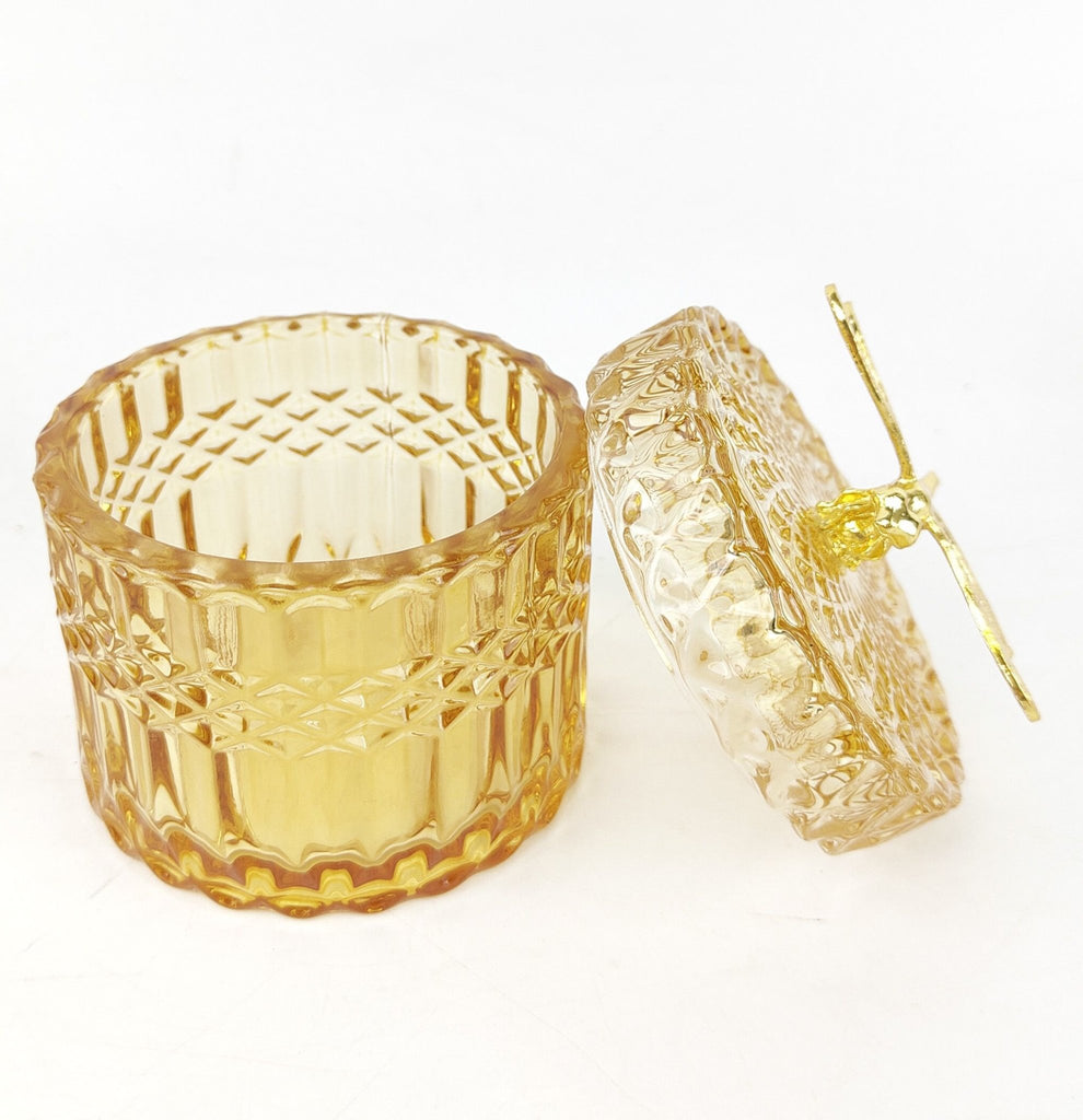 Bliss Amber Glass Trinket Jar with Dragonfly | Glassware