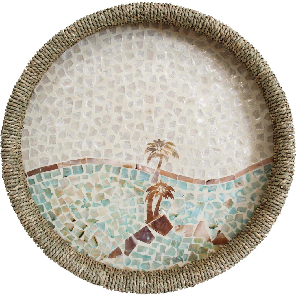 Capiz Shell and Seagrass Palm Tray | Serving Tray