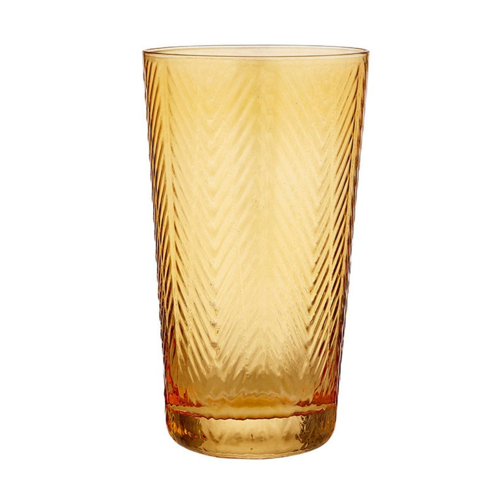 Chevron Highball Glass Tumbler Amber | Glassware