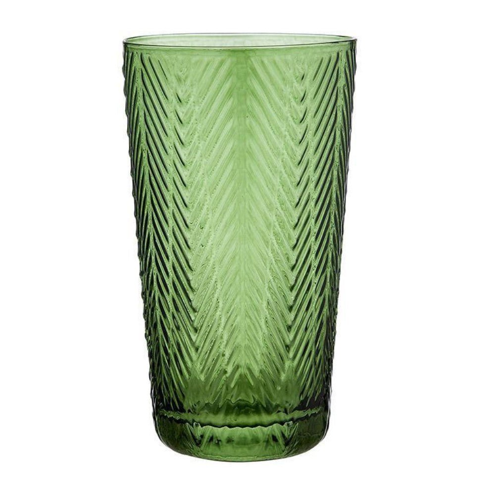 Chevron Highball Glass Tumbler Green | Glassware