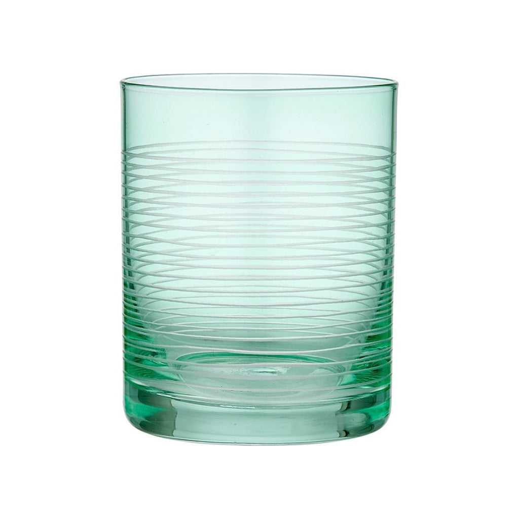 Linear Etched Lowball Glass Tumbler Green | Glassware