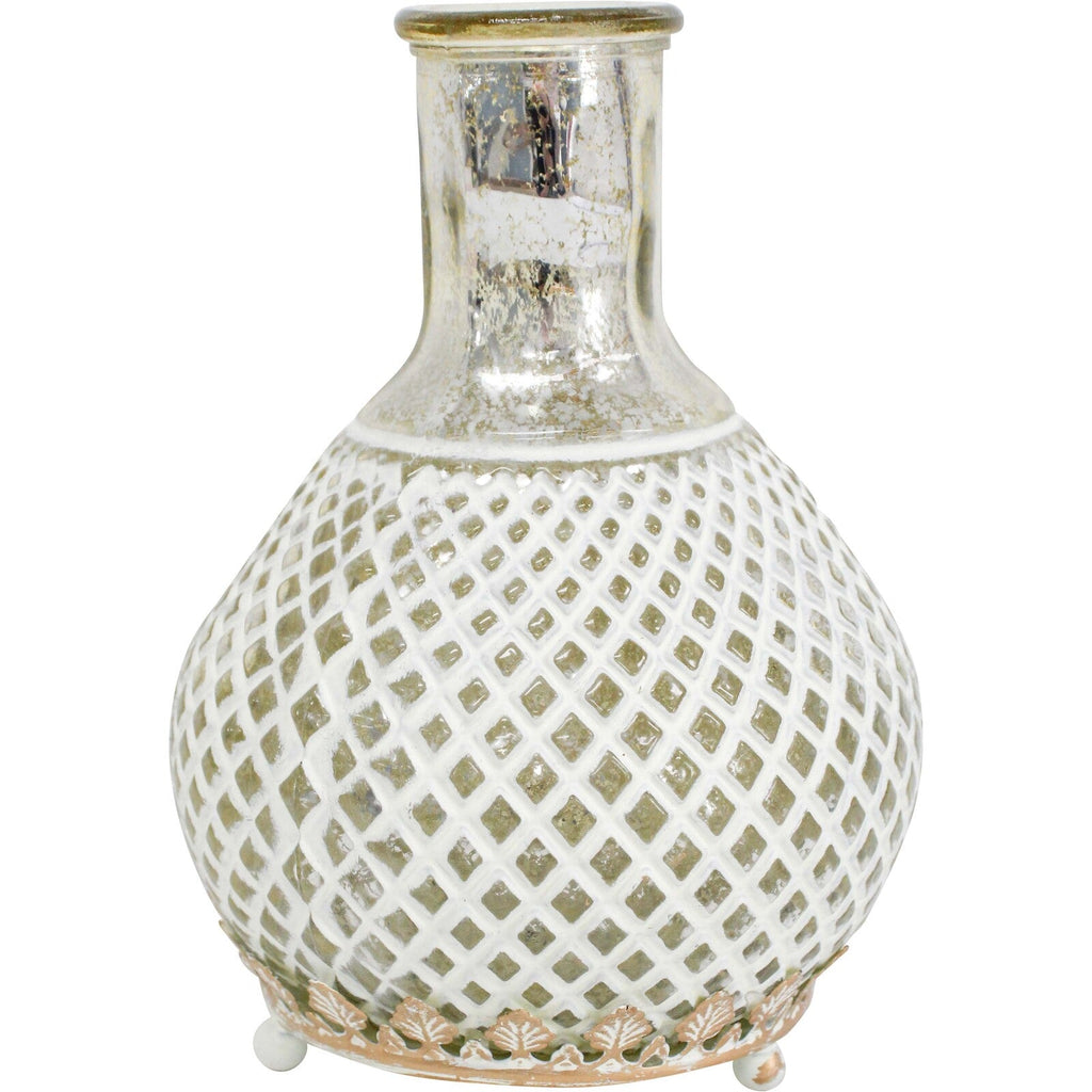 Maltese Silver White Glass Lantern | Candle Holders