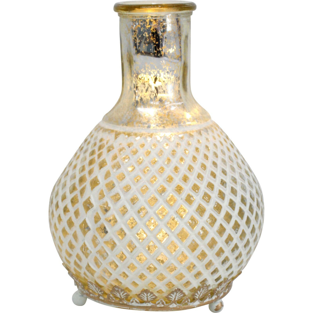 Maltese Silver White Glass Lantern | Candle Holders