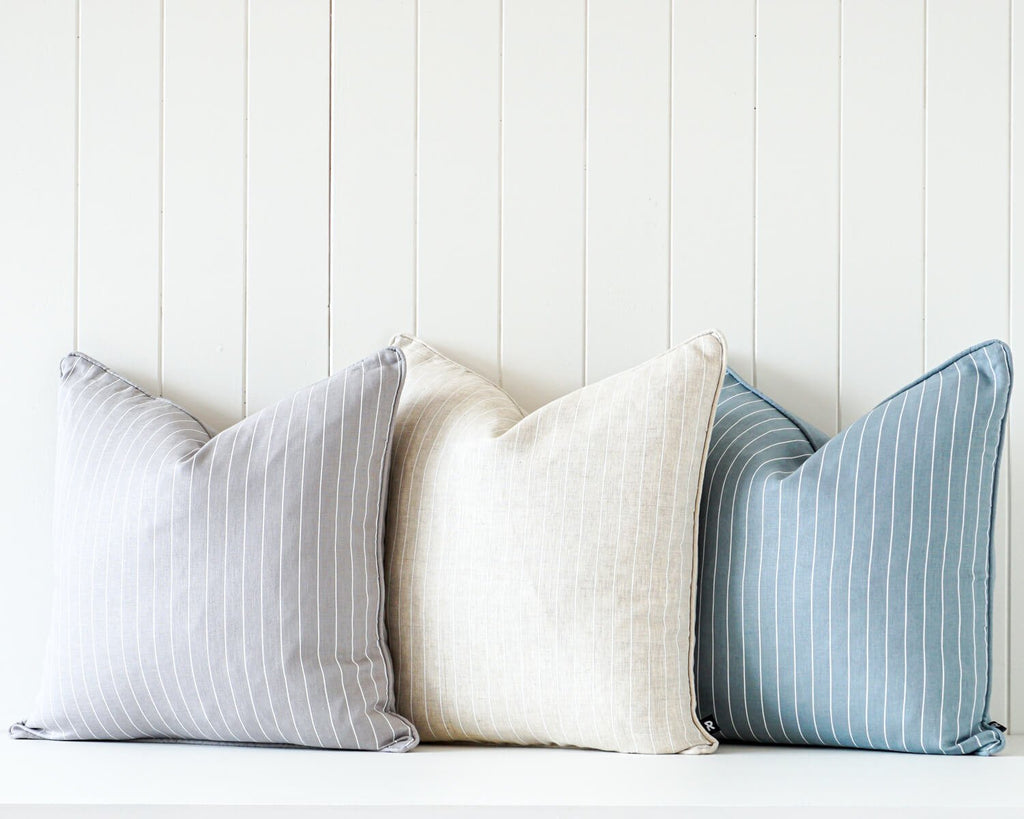 Natural and White Stripe Linen Cushion | Cushions