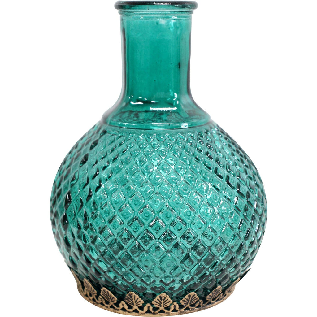 Oasis Antique Teal Glass Lantern | Candle Holders