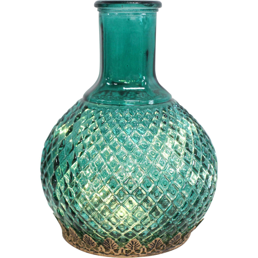 Oasis Antique Teal Glass Lantern | Candle Holders