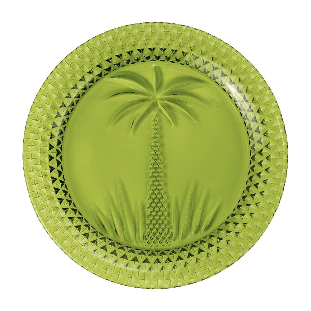Palm Glass Plate Green (Set/4) | Serving Plate