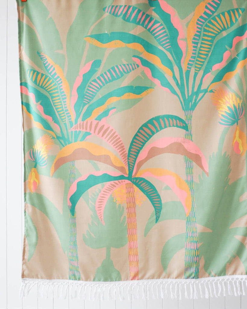 Plantation Palms Cream Picnic Throw Blanket | Picnic Blankets