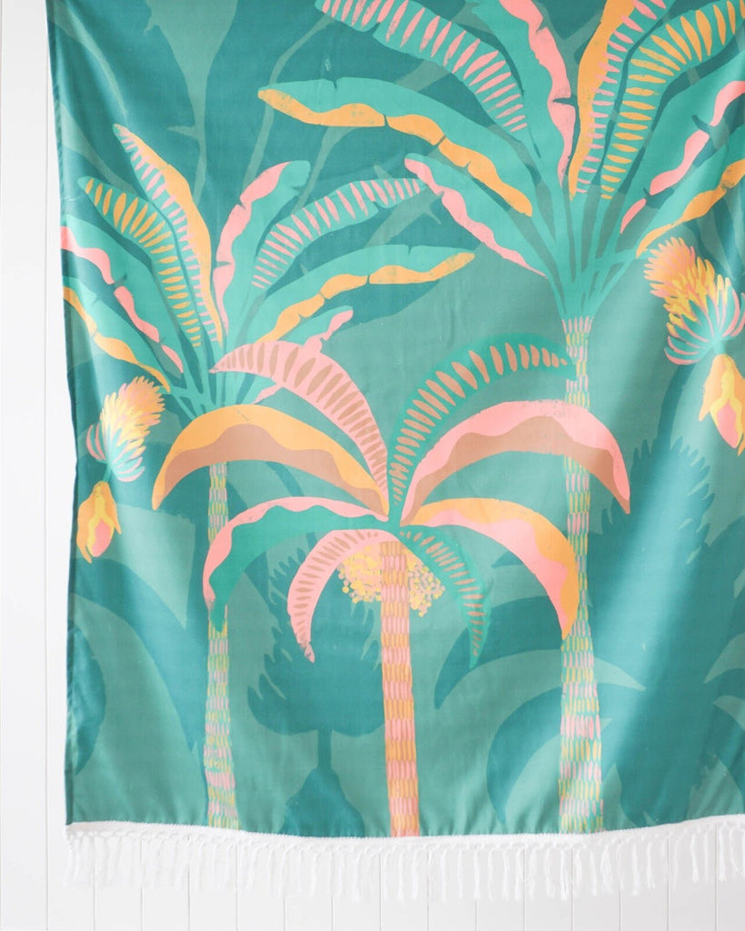 Plantation Palms Green Picnic Throw Blanket | Picnic Blankets
