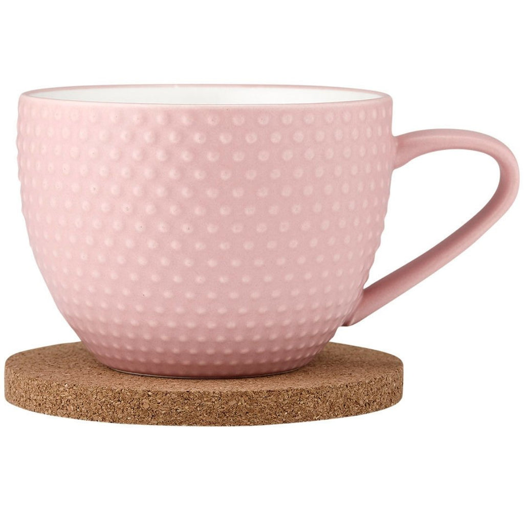 Stippled Pink Sand Cup and Coaster Set | Mug