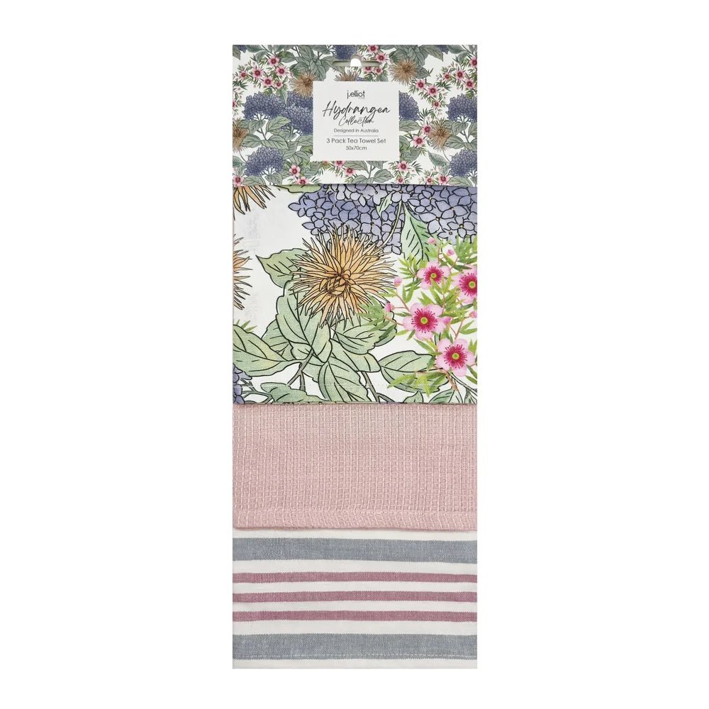The Province Hydrangea Tea Towel Set/3 Rose Pink | Tea Towel