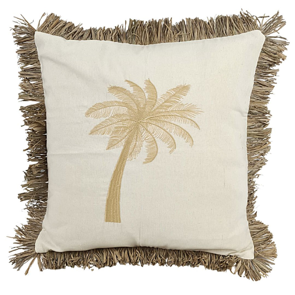 Uno Gold Palm Raffia Cushion | Cushions